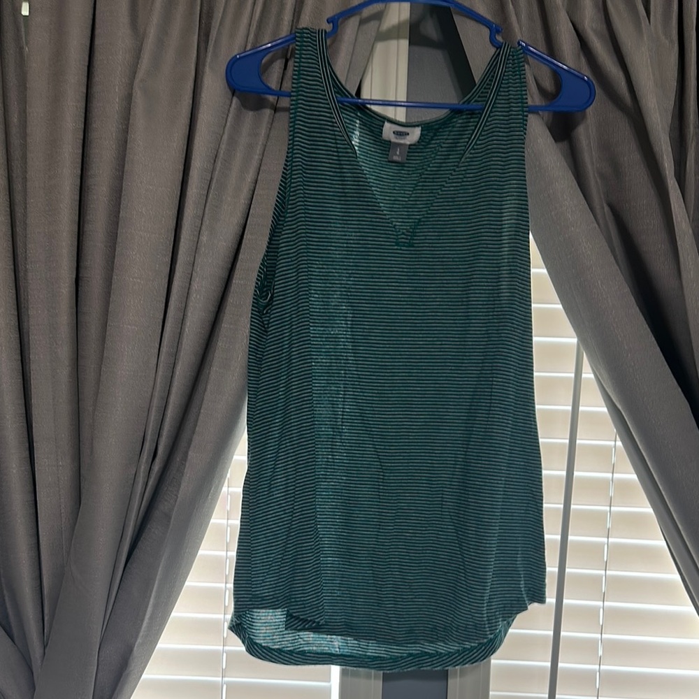 Old Navy Green Striped Tank Top